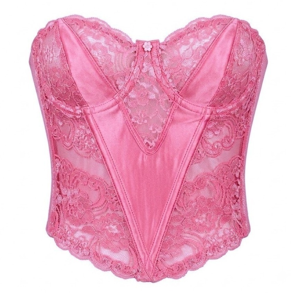 Vintage Christian Dior Pink Lace Underwire Corset Bustier Top 34B USA - WD